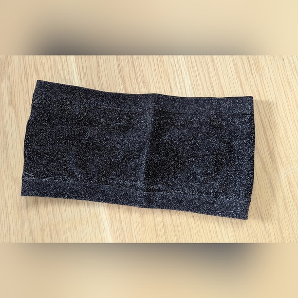 XOXO (Size Large) Black Glitter Sparkle Sequins Elastic Stretch Bandeau - Picture 6 of 9